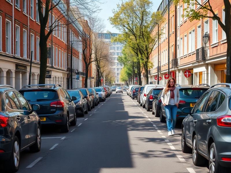 Peaceful London street with orderly parking and happy residents